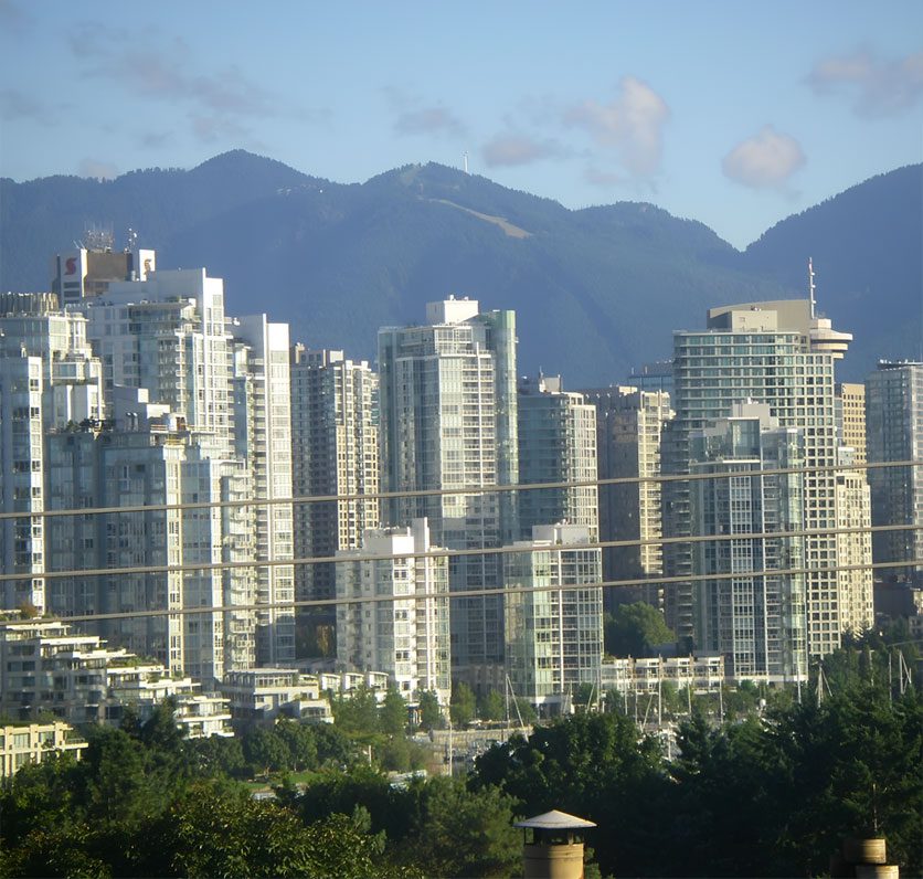 A view of some buildings in the city.